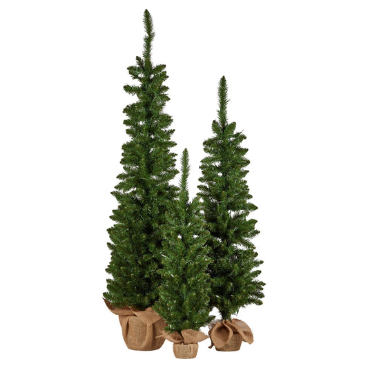 Christabelle Set of 3 Pre-Lit Christmas Trees Green Pine with LED Lights