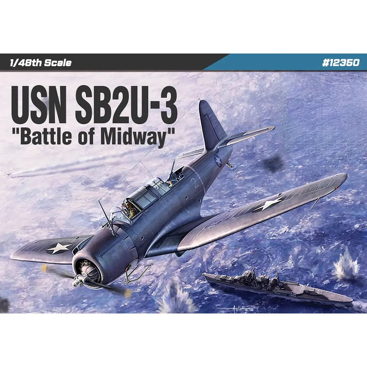 Academy 1/48 USN SB2U-3 Battle of Midway Bomber Scaled Plastic Model Kit