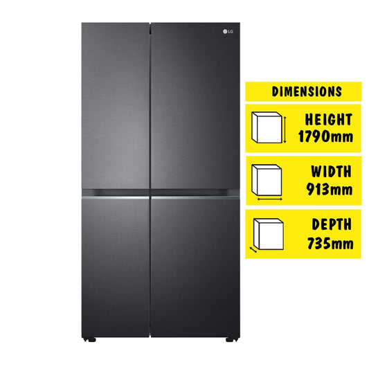 LG GS-B655MBL 655L Side by Side Fridge (Matte Black)
