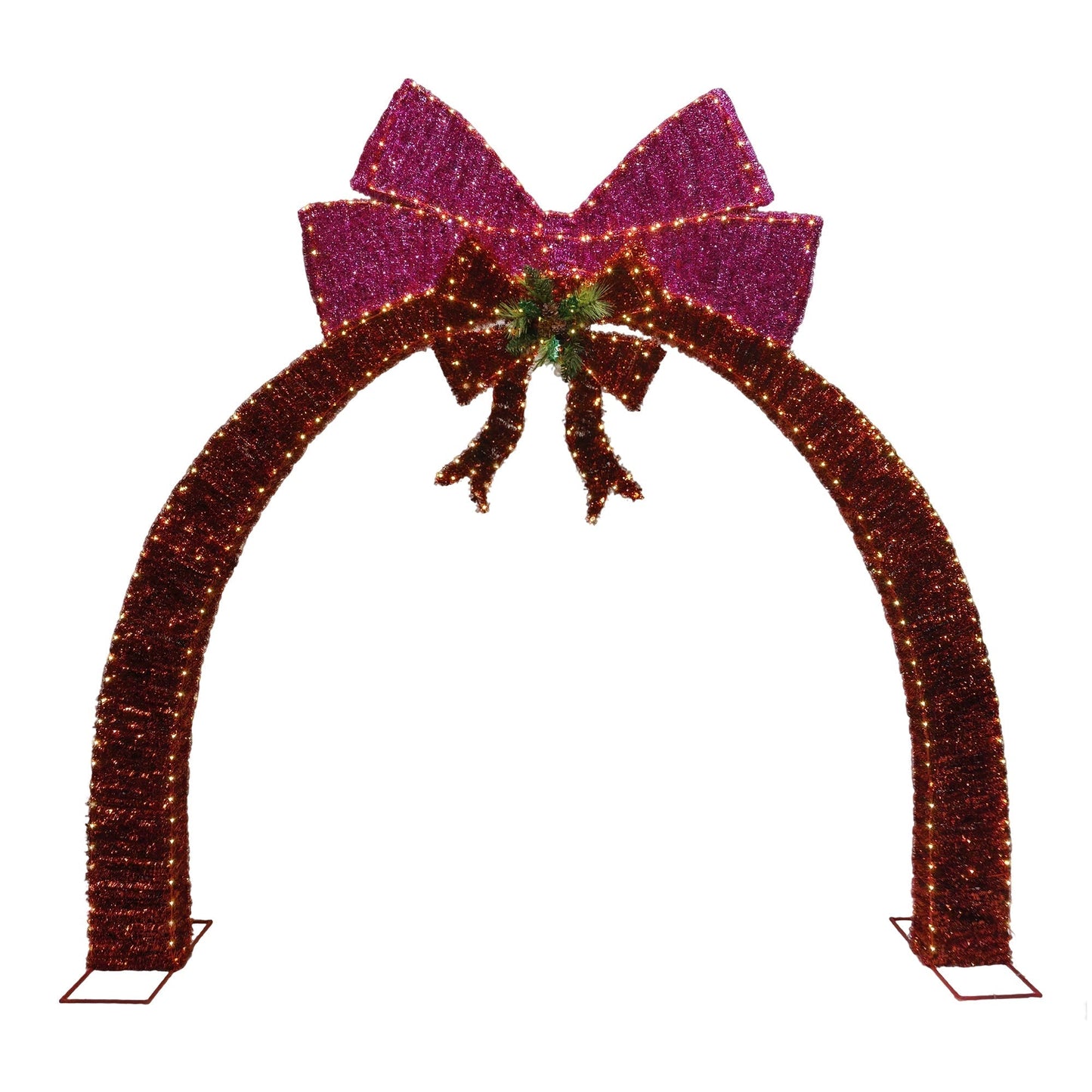Lexi Lighting LED Tinsel Pink & Red Twin-Bow Arched Door