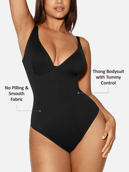 Willluxe V Neck Tummy Control Shaping Bodysuit