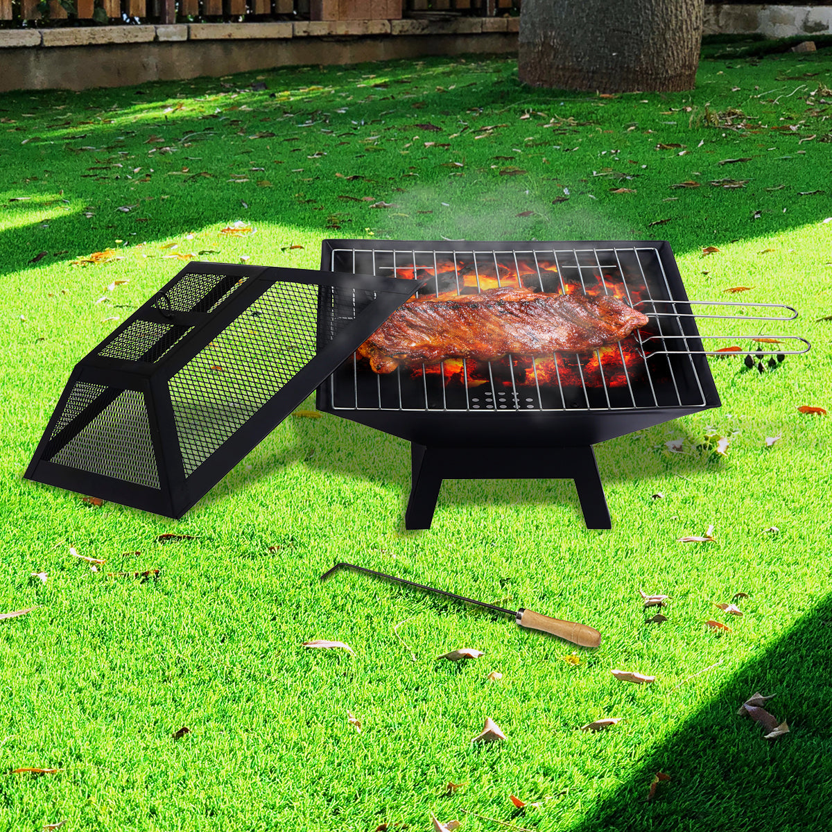 Wallaroo Portable 2-in-1 Outdoor Fire Pit with Cover for BBQ & Camping