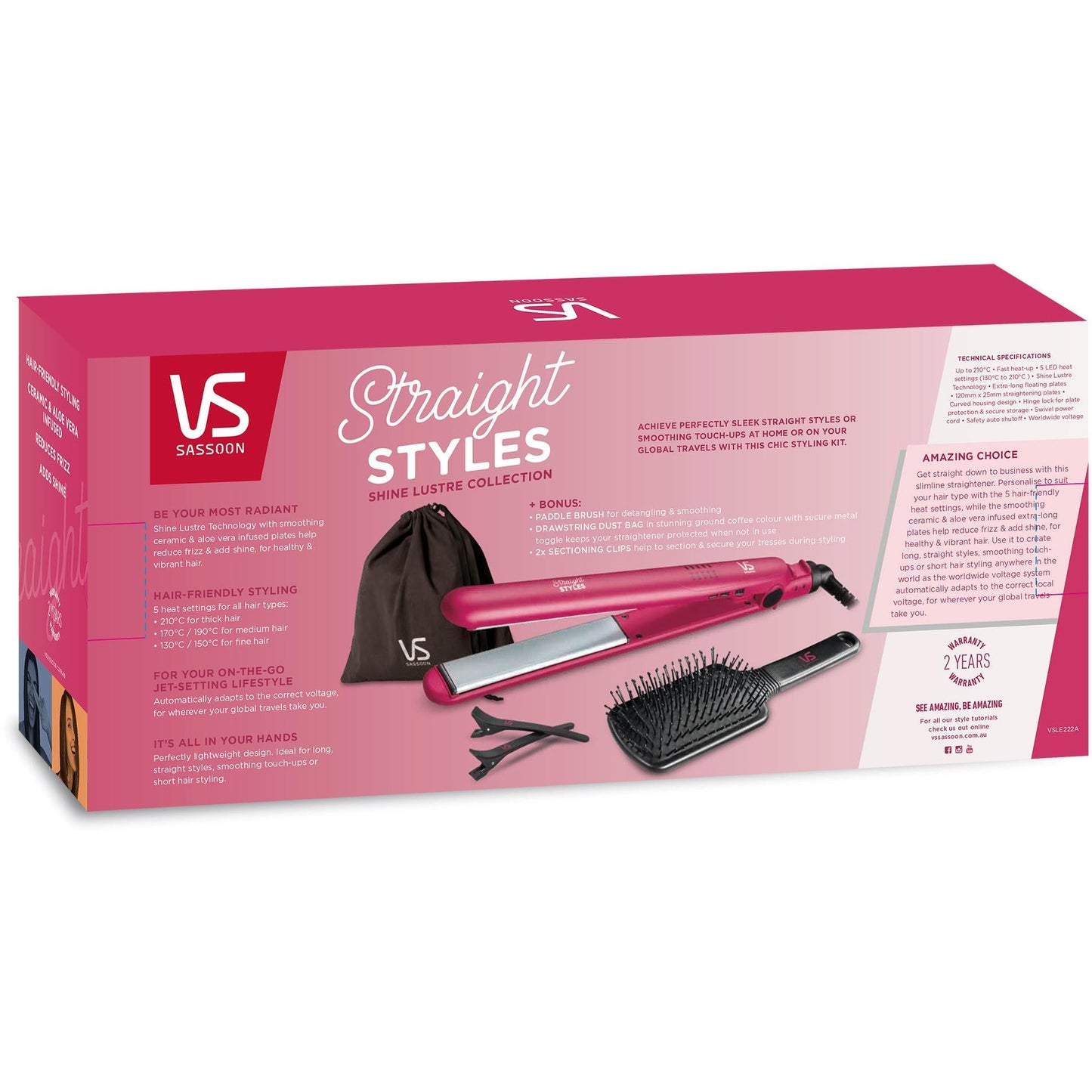 VS Sasoon Shine Lustre Straight Styles Hair Straightener