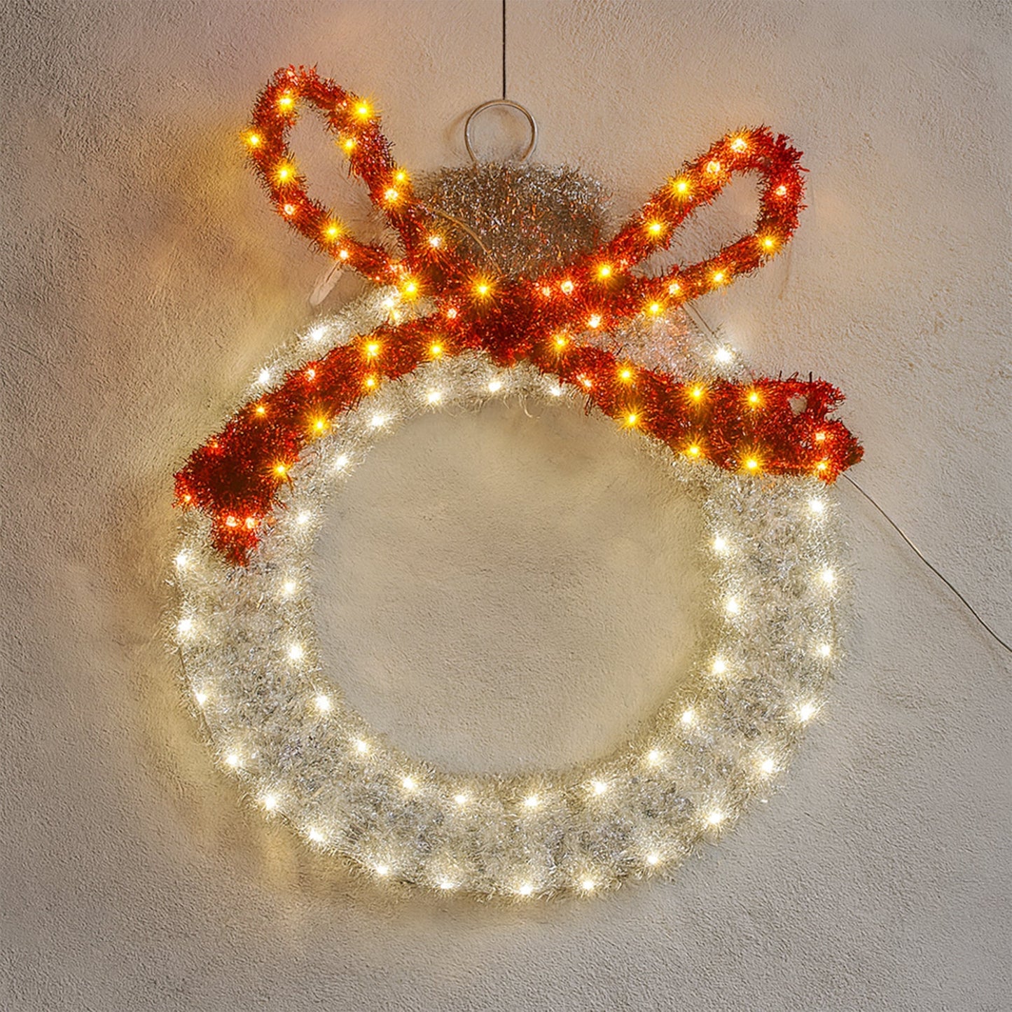 Lexi Lighting 50cm LED Tinsel Balloon With Red Bow