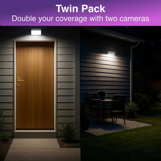 Laser Smart Outdoor Wall Light Camera Twin Pack – Solar
