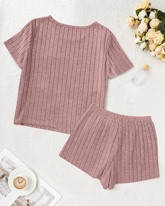 WILLLUXE® Ribbed Tee & Shorts Lounge Set