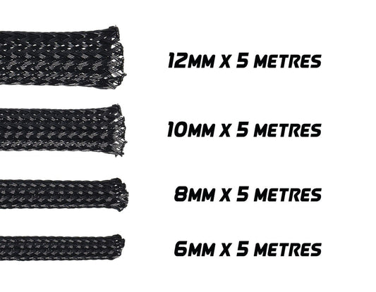JAYLEC - 8mm x 5m Flexible Loom Braid / Expandable Sleeve