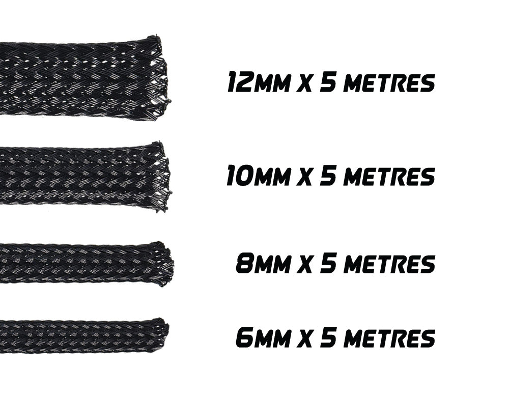 JAYLEC - 8mm x 5m Flexible Loom Braid / Expandable Sleeve