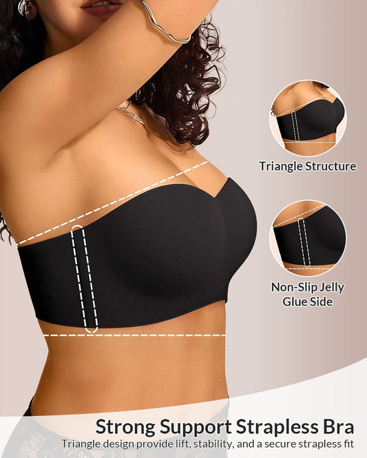 WILLLUXE® Back Smoothing Strapless Wireless Multiway Support Bra