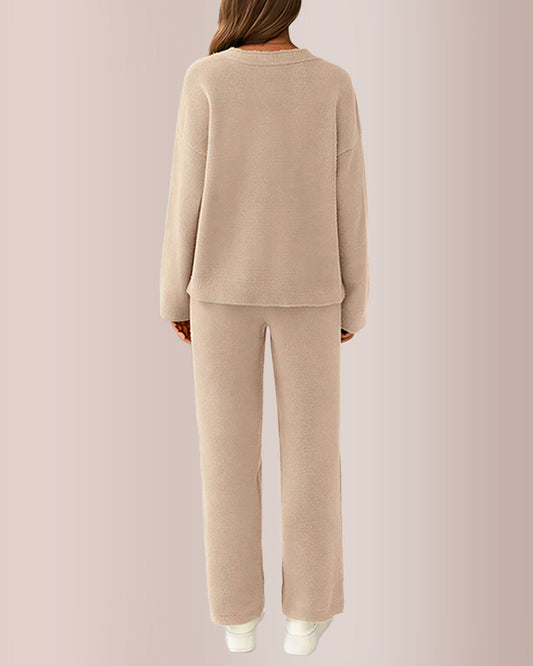 WILLLUXE® Women’s V-Neck Top & Wide-Leg Lounge Set