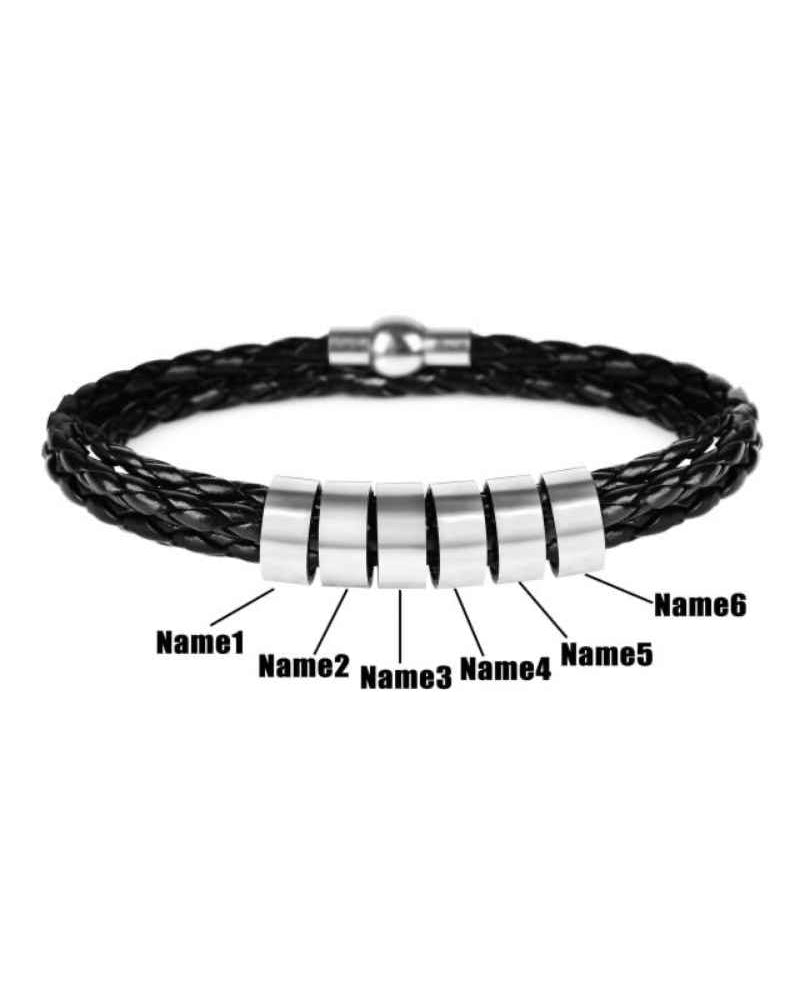 WILLLUXE® Personalized Men's Braided Leather Wrap Bracelet
