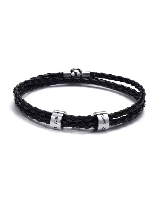 WILLLUXE® Personalized Men's Braided Leather Wrap Bracelet