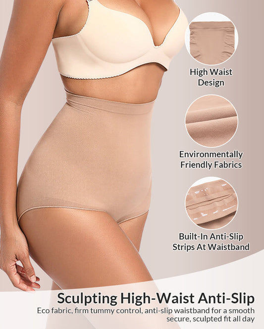 WILLLUXE® Seamless High-Waisted Tummy Control Shaping Briefs