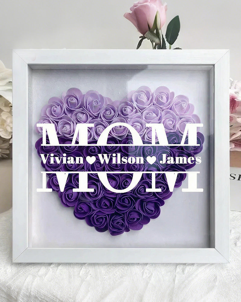 WILLLUXE® Personalized 'MOM' Wooden Photo Frame – Rose Gift Box