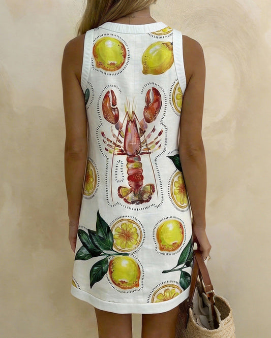 WILLLUXE® Summer Printed Sleeveless Beach Dress