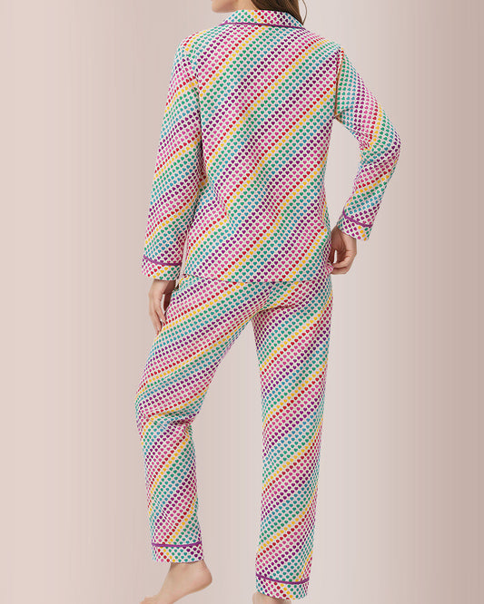 WILLLUXE® Long-Sleeved Buttoned Wide-Leg Pajama Set