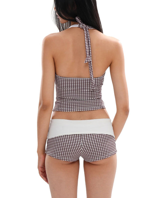 WILLLUXE® Check Pattern Bikini Top & Bottom Set