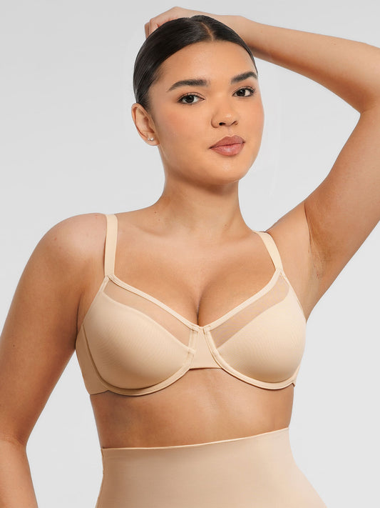 Willluxe Sheer Mesh Full Coverage Unpadded Underwire Bra