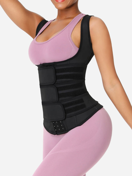 Willluxe Triple Belt Rubber Vest Sport Girdle Waist Trainer