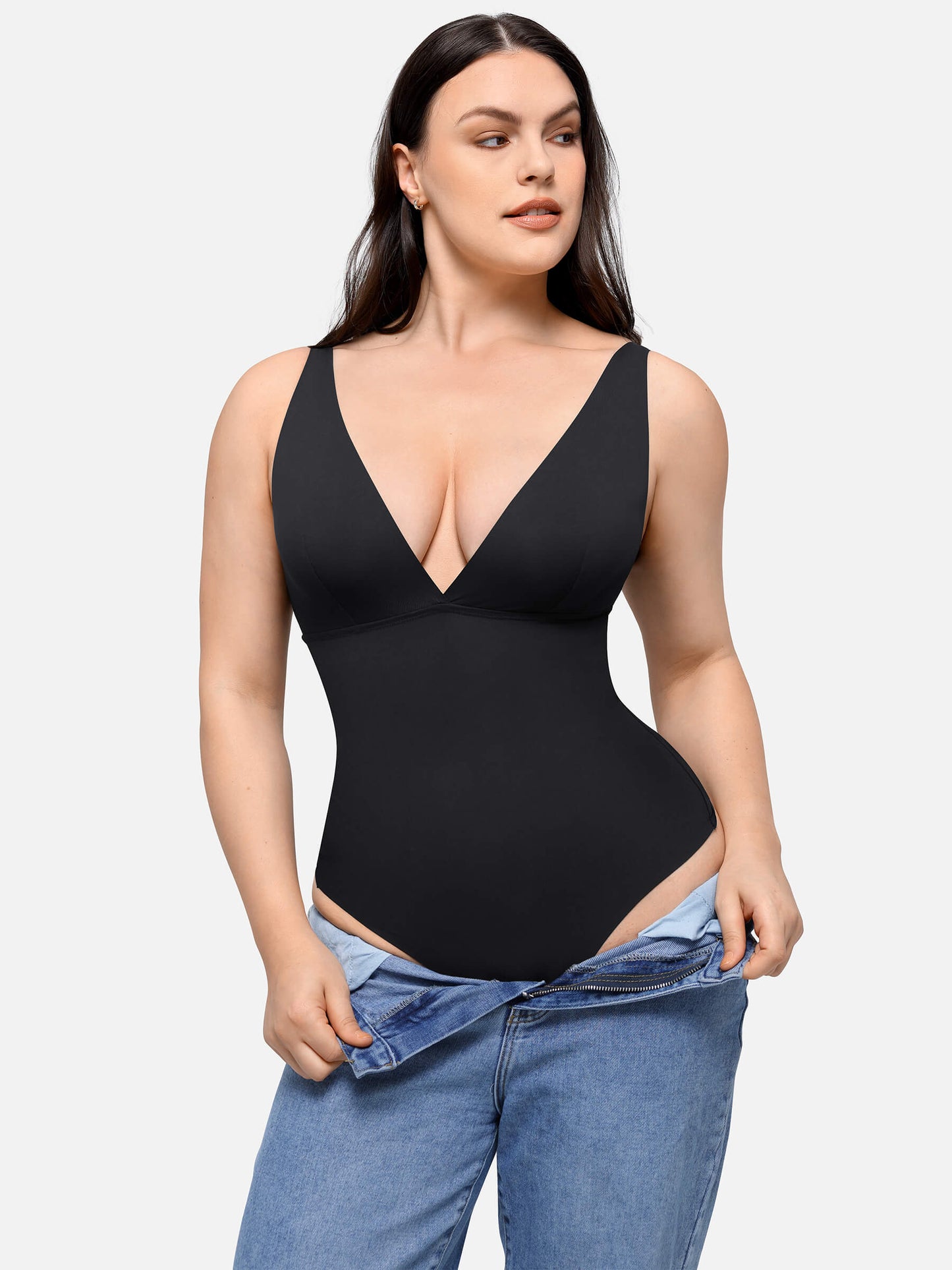 Willluxe Deep V-Neck Tank Seamless Smoothing Bodysuit