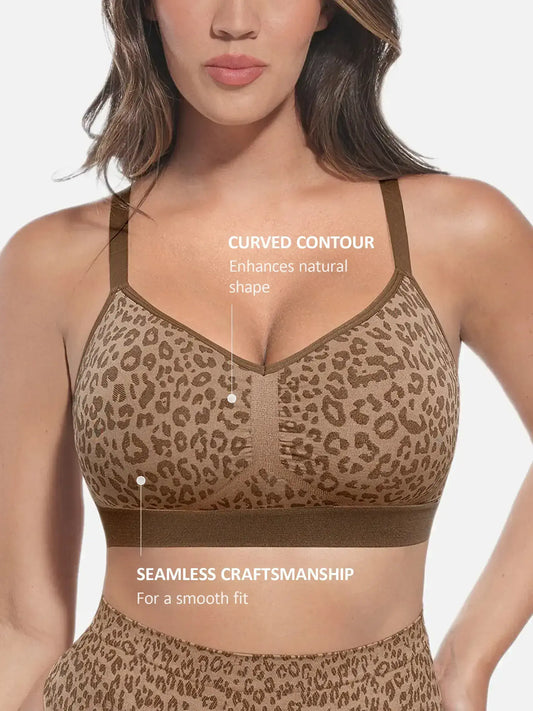 Willluxe Leopard Print Wireless Push-Up Bra
