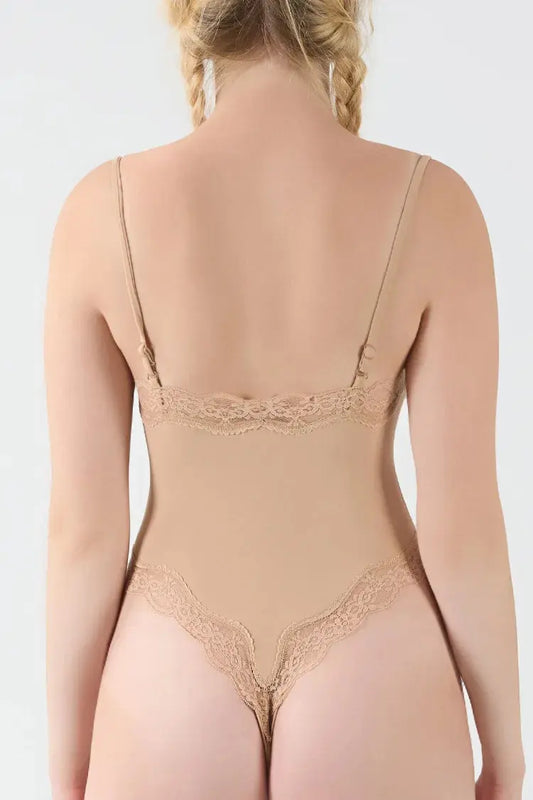 Willluxe® Lace Series Women's Spaghetti Strap Lace Trim Breathable Bodysuit Willluxe CN