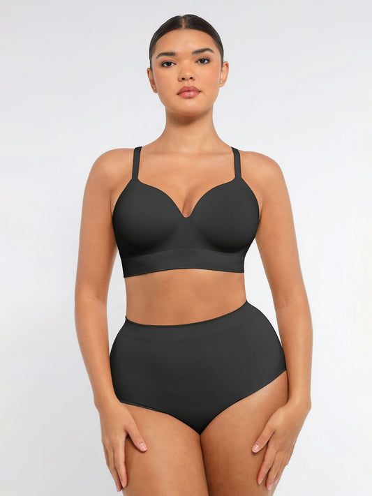 Willluxe Wireless Push-Up Bra & Seamless Tummy Control Brief Set