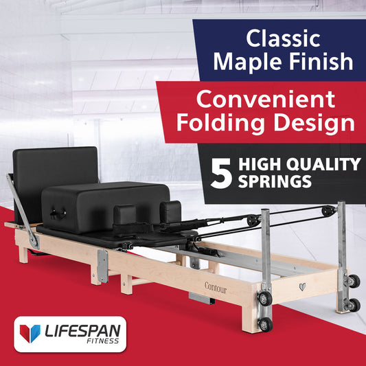 Lifespan Fitness Contour 2 Folding Wood Pilates Reformer Set