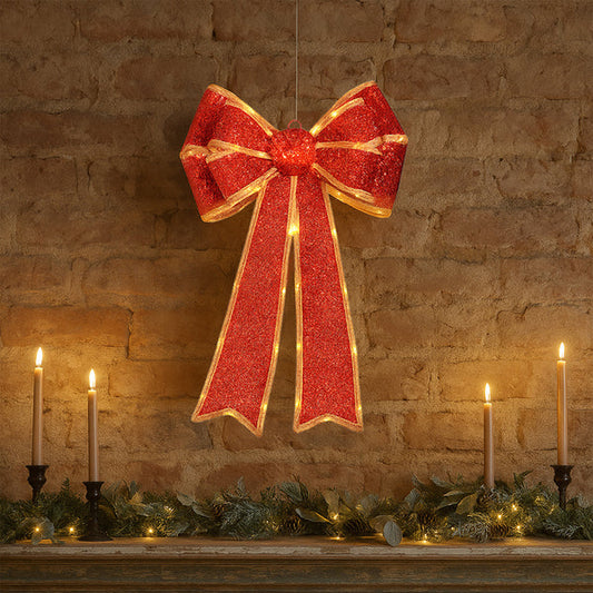 Lexi Lighting Battery Operated LED Lit Bow - Red