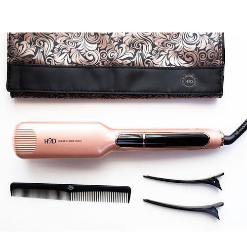 H2D Wide Infrared Hair Straightener with Roll Mat Pouch 230C (Rose Gold)