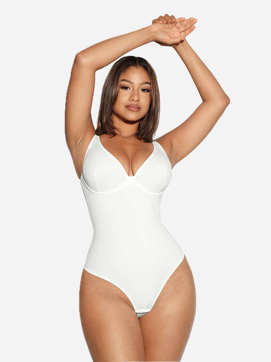 Willluxe V Neck Tummy Control Shaping Bodysuit