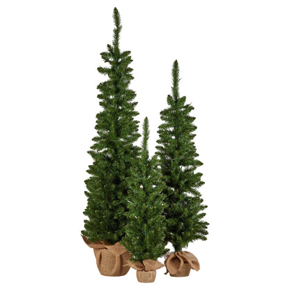 Christabelle Set of 3 Pre-Lit Christmas Trees Green Pine with LED Lights