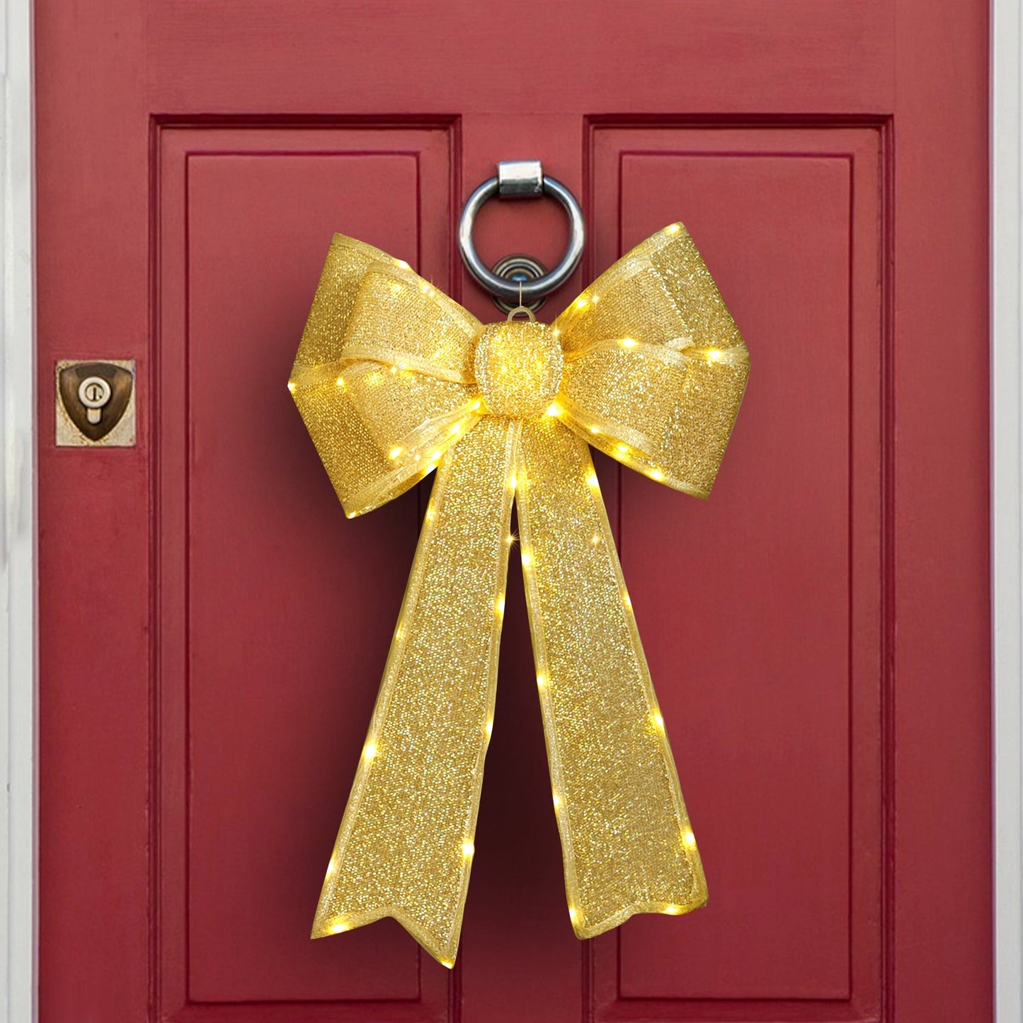 Lexi Lighting Battery Operated LED Lit Bow - Gold