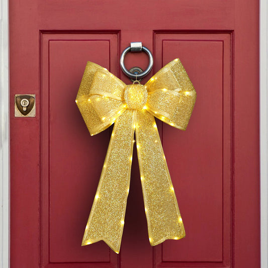 Lexi Lighting Battery Operated LED Lit Bow - Gold