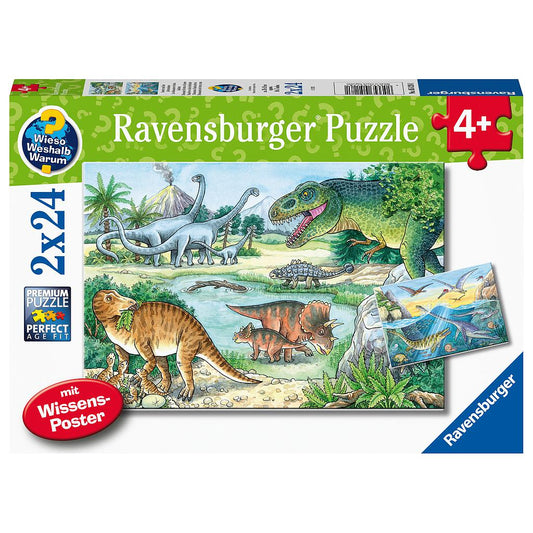 Ravensburger 2x24pc Dinosaurs of land and sea