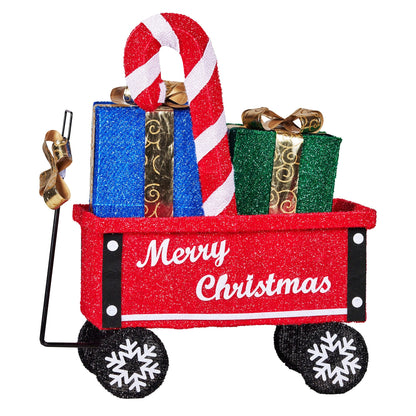 Christabelle Christmas Cart Display with Candy Cane & Presents Warm White LED Lights