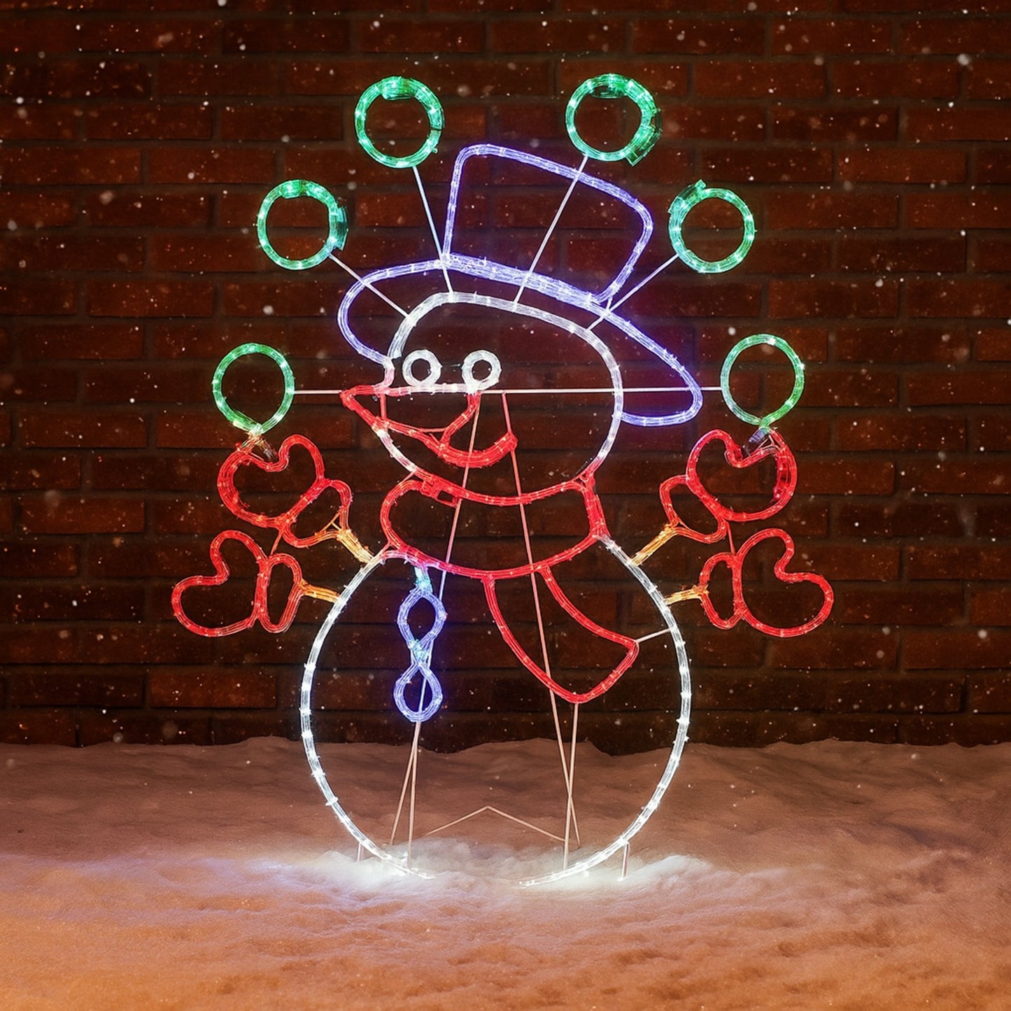 Lexi Lighting 98cm Juggling Snowman Animated Christmas Rope Light Silhouette