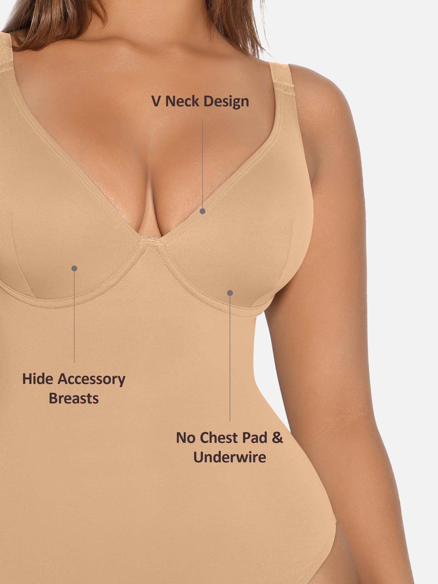 Willluxe V Neck Tummy Control Shaping Bodysuit