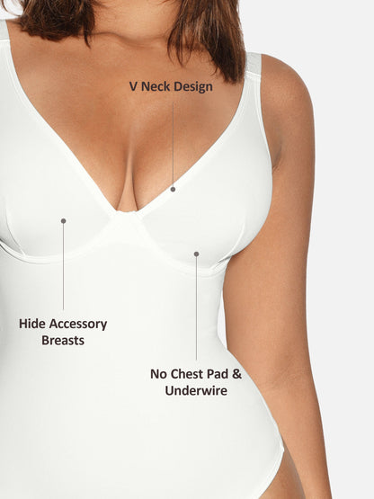 Willluxe V Neck Tummy Control Shaping Bodysuit