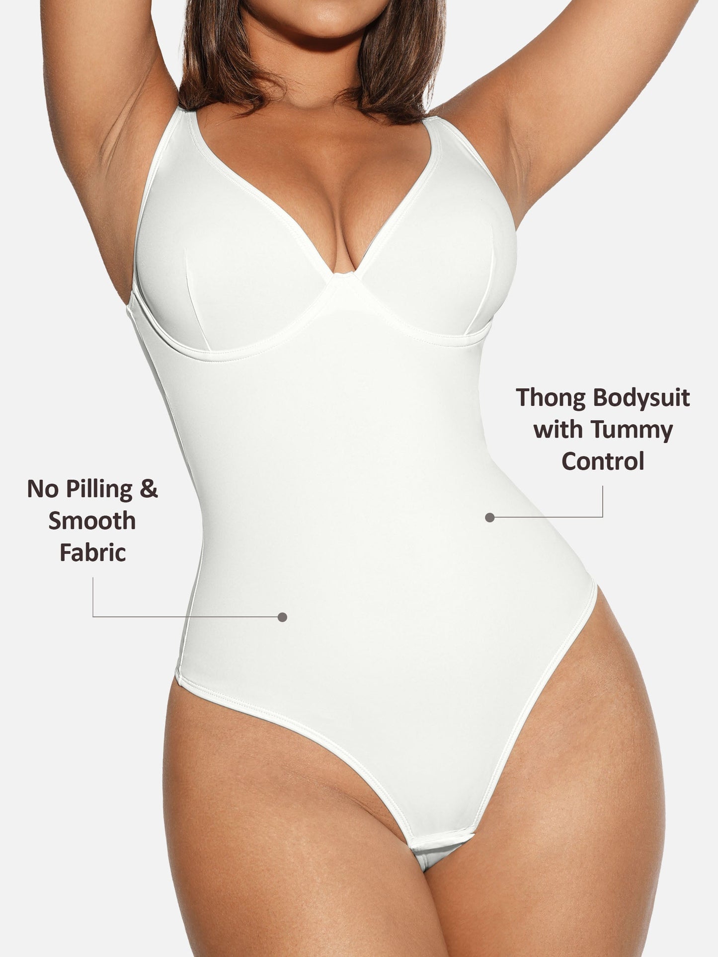 Willluxe V Neck Tummy Control Shaping Bodysuit
