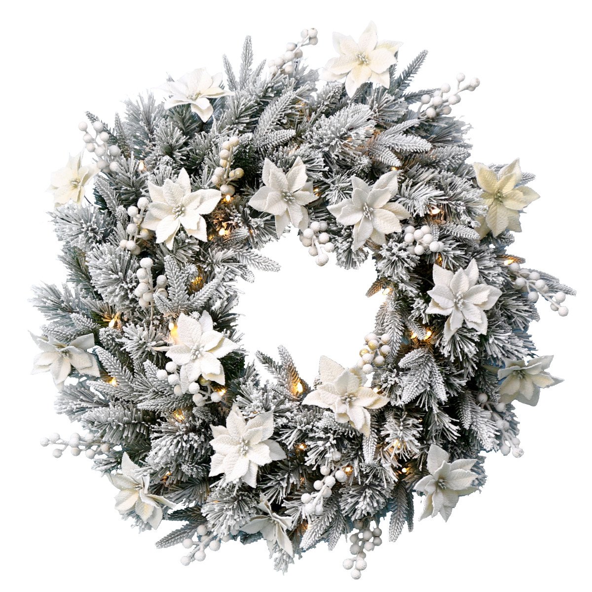 Christabelle 61cm Snow Christmas Wreath Colonial with LED Lights Front Door Decoration Ornament