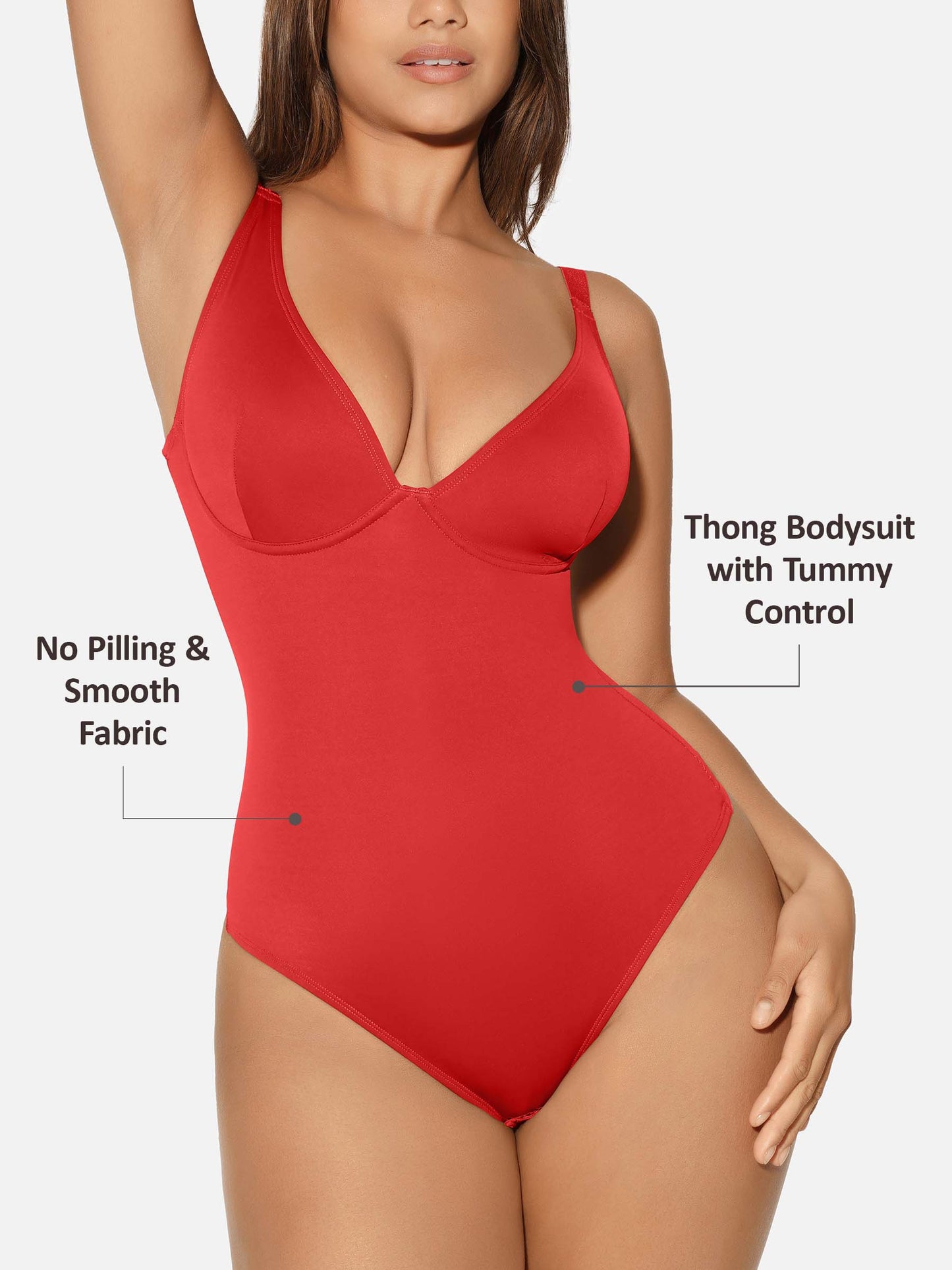 Willluxe V Neck Tummy Control Shaping Bodysuit