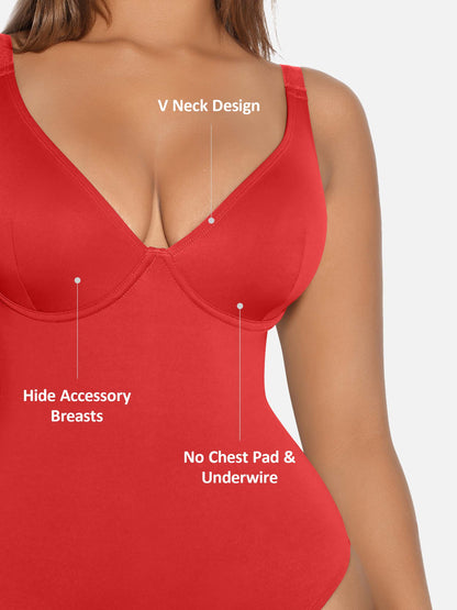 Willluxe V Neck Tummy Control Shaping Bodysuit