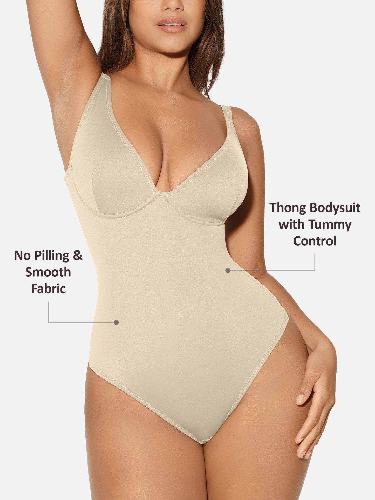 Willluxe V Neck Tummy Control Shaping Bodysuit