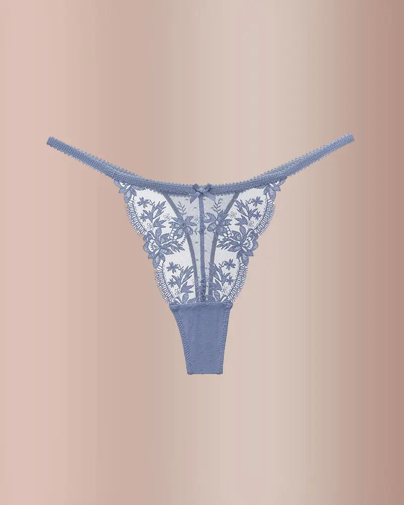 Willluxe® BlossomLace – French Embroidered Sheer Lace Thong