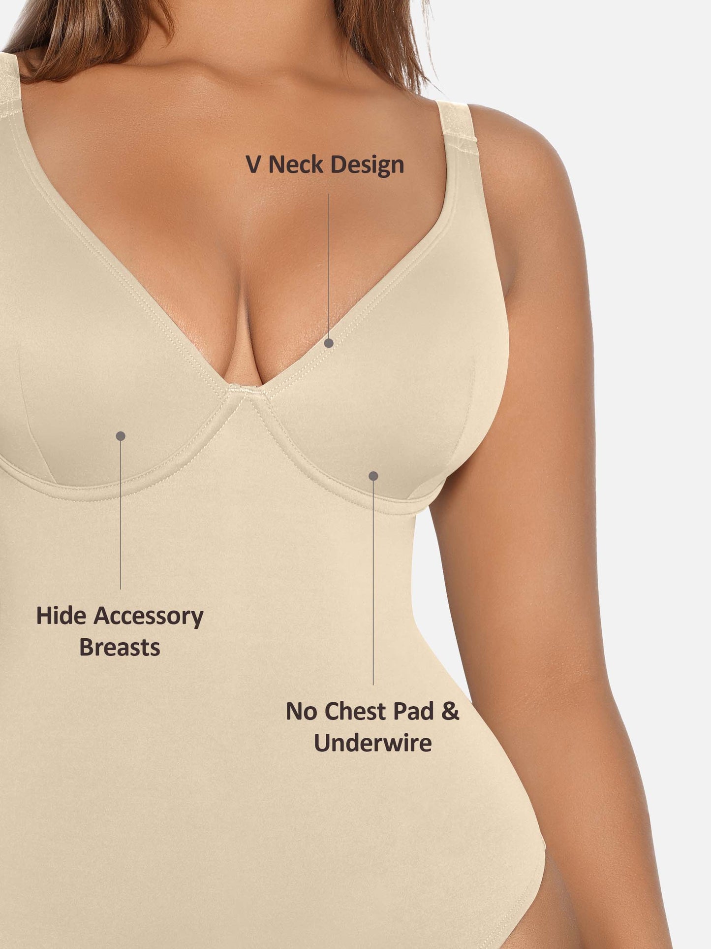 Willluxe V Neck Tummy Control Shaping Bodysuit