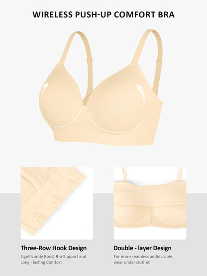Willluxe Wire-Free Wide Straps Bra + Push-Up Seamless Bra