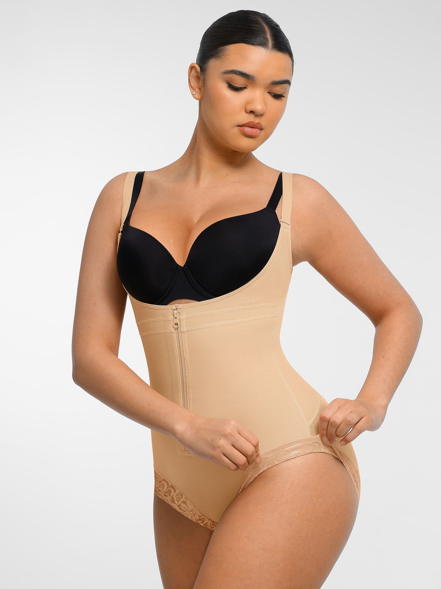 Willluxe U-Plunge Front Adjustable Zipper Shapewear