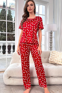 Willluxe® DreamWear – Red Polka Dot Short-Sleeve Pajama Set