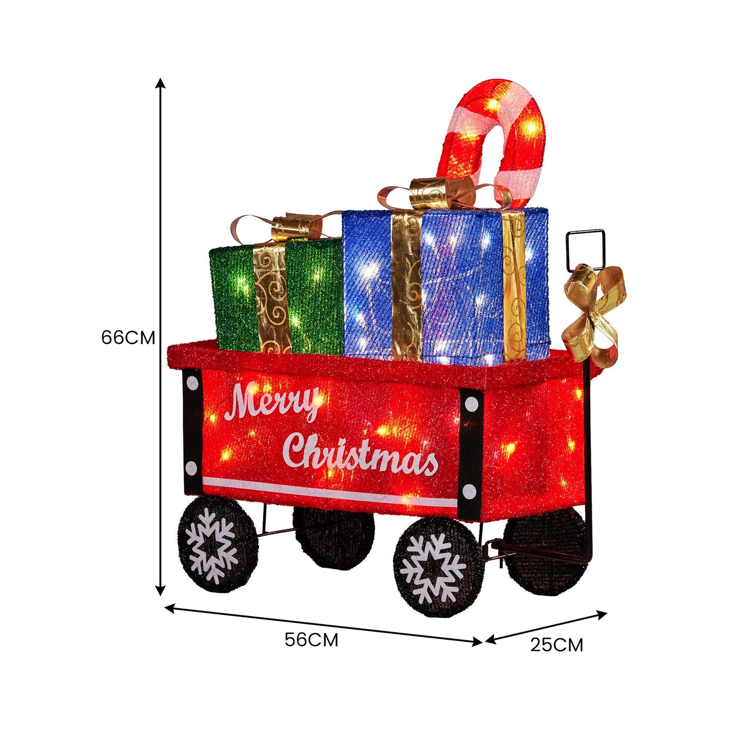 Christabelle Christmas Cart Display with Candy Cane & Presents Warm White LED Lights